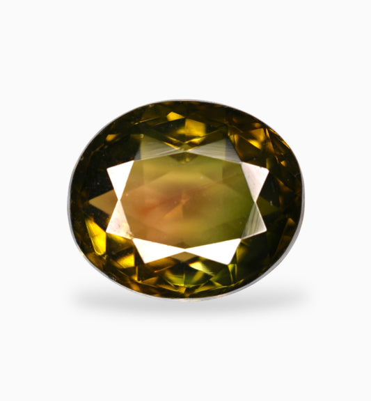 Bicolor Tourmaline Oval Shape 6.55 Carats Size 11.9x10.1mm