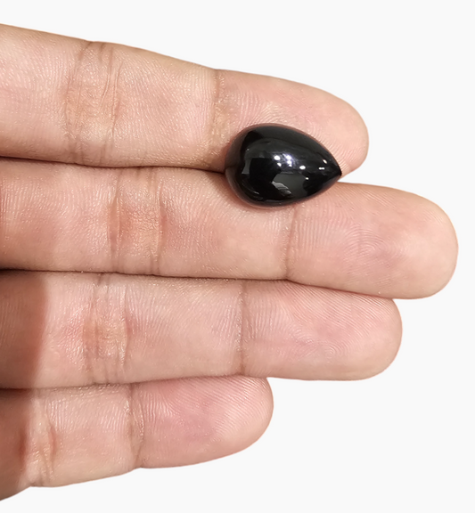 Natural Black Onyx Stone 14.21 Carats Pear Cabochon Size 18.2X13.2mm