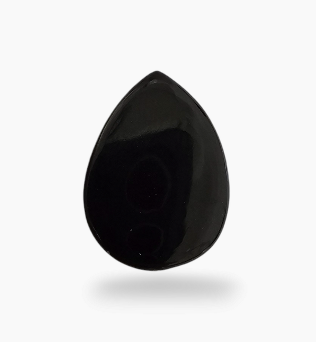 Natural Black Onyx Stone 14.21 Carats Pear Cabochon Size 18.2X13.2mm