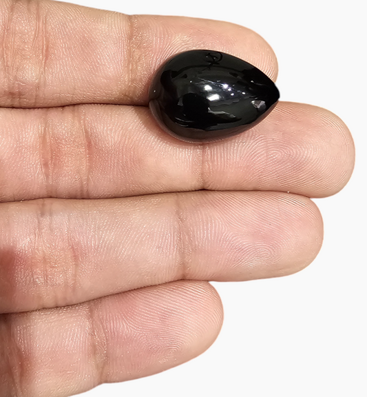 Natural Black Onyx Stone 25.49 Carats Pear Cabochon Size 20X10.5mm