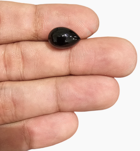 Natural Black Onyx Stone 5.95 Carats Pear Cabochon Size 13X9mm