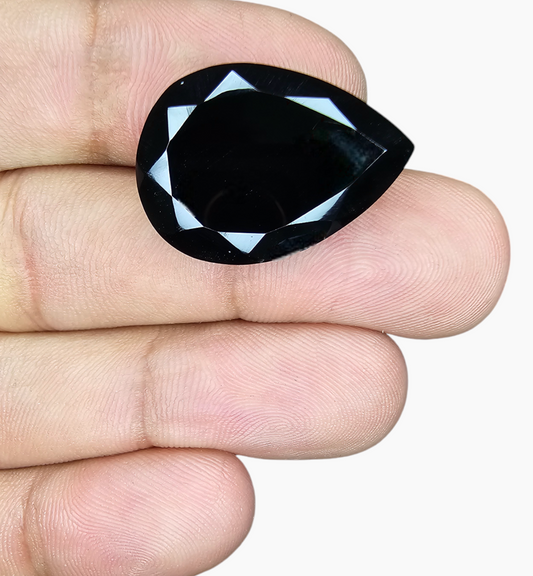 Natural Black Onyx Stone 18.11 Carats Pear Size 25X10.8mm