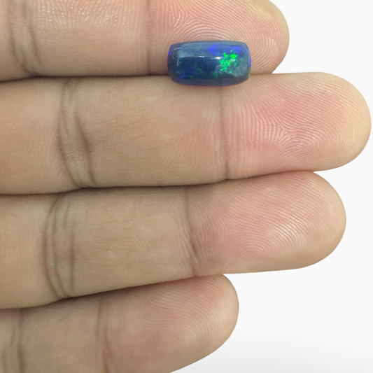 Natural Black Ethiopian Opal Stone 1.78 Carats Cushion Cabochon Shape Size 12X6.8mm