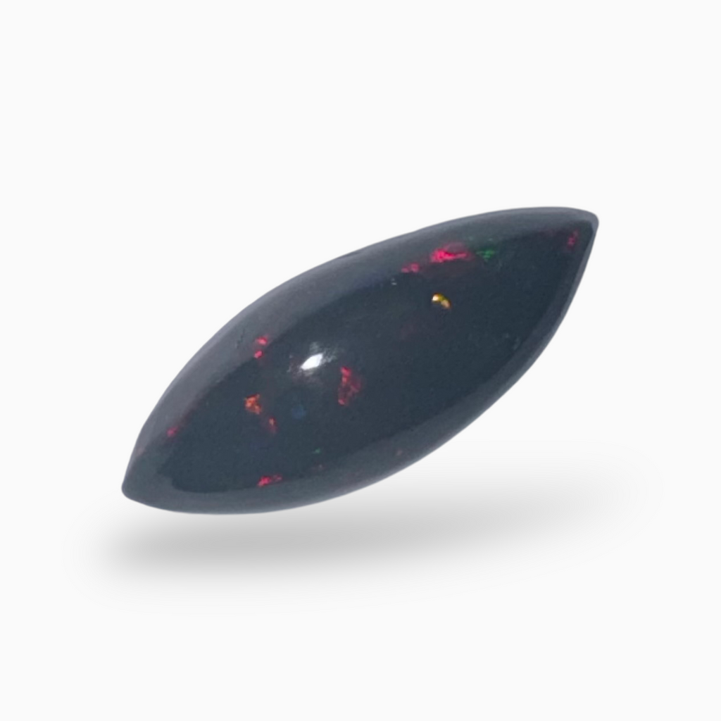 Natural Black Ethiopian Opal Stone 1.13 Carats Marquise Cabochon Shape Size 13X6.5mm