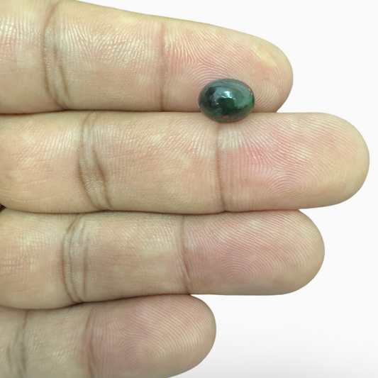 Natural Black Ethiopian Opal Stone 1.18 Carats Oval Cabochon Shape Size 9X7mm