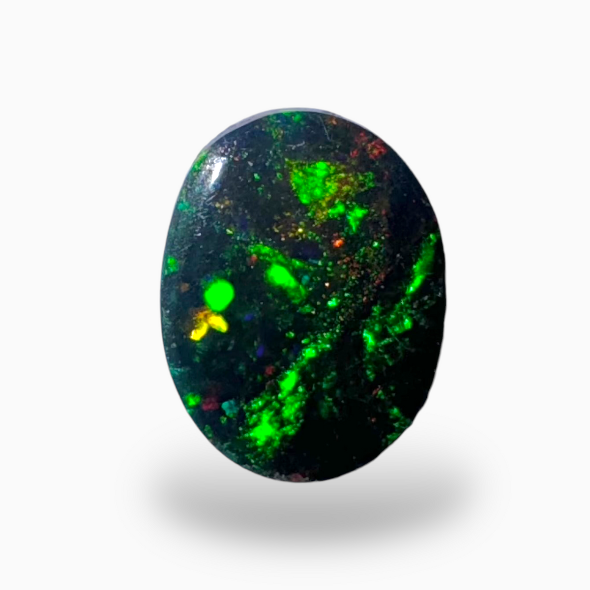 Natural Black Ethiopian Opal Stone 0.76 Carats Round Cabochon Shape Size 9X7mm