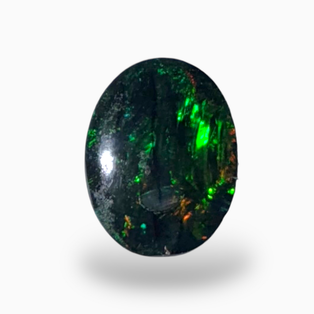 Natural Black Ethiopian Opal Stone 0.78 Carats Oval Cabochon Shape Size 8X6mm