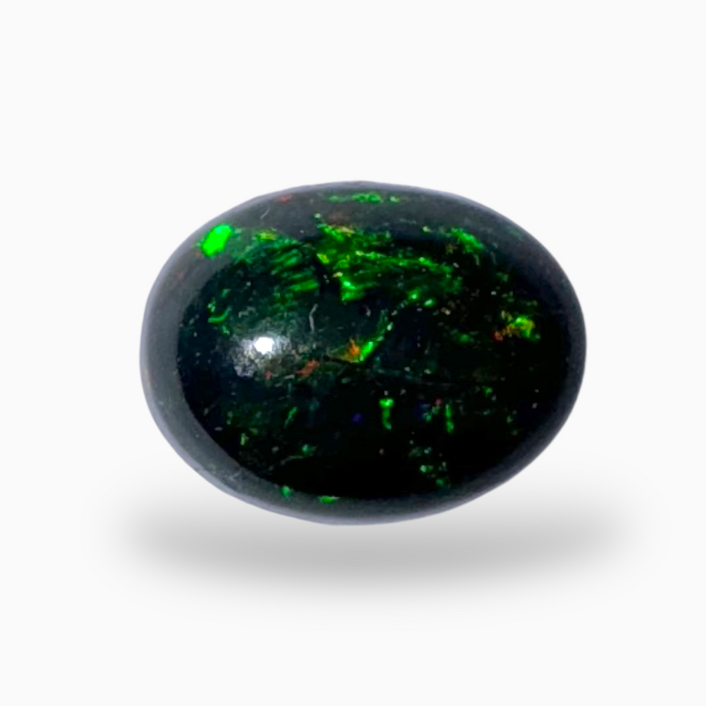 Natural Black Ethiopian Opal Stone 0.78 Carats Oval Cabochon Shape Size 8X6mm