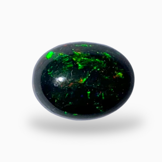 Natural Black Ethiopian Opal Stone 0.78 Carats Oval Cabochon Shape Size 8X6mm