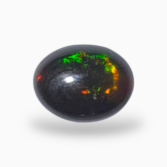 Natural Black Ethiopian Opal Stone 1.03 Carats Oval Cabochon Shape Size 9X7mm