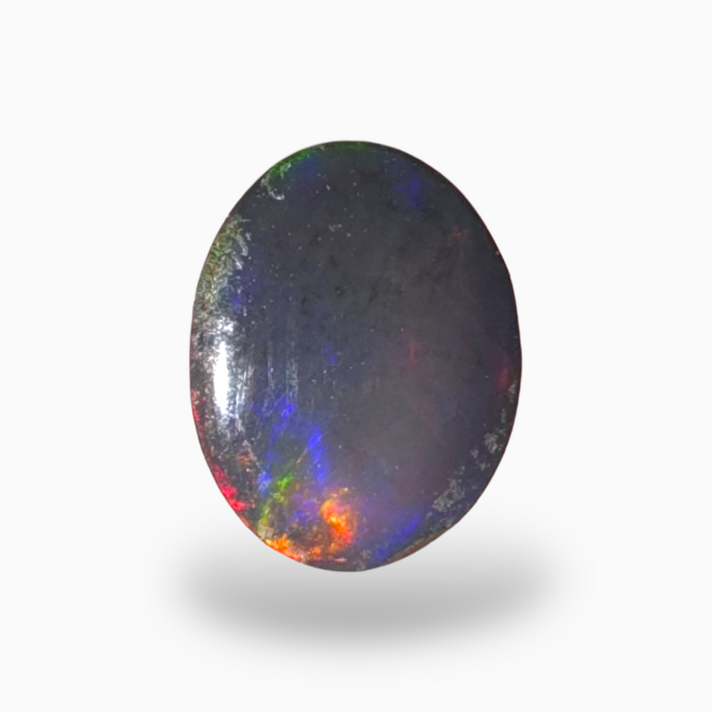 Natural Black Ethiopian Opal Stone 1.03 Carats Oval Cabochon Shape Size 9X7mm