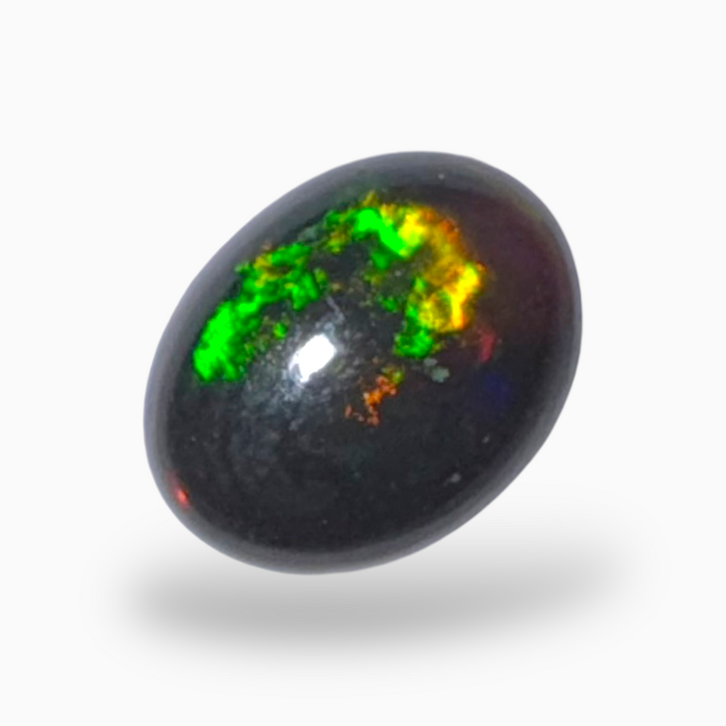 Natural Black Ethiopian Opal Stone 1.03 Carats Oval Cabochon Shape Size 9X7mm