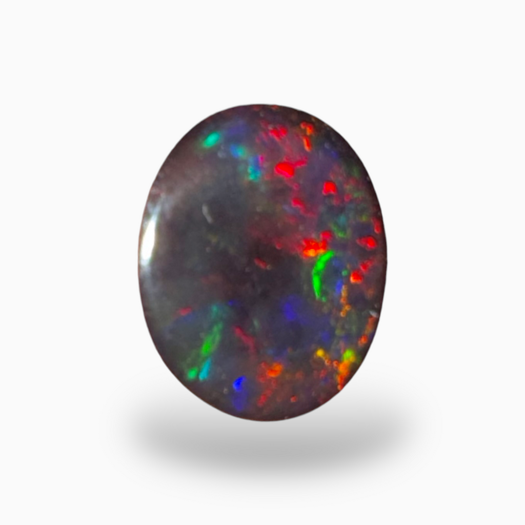 Natural Black Ethiopian Opal Stone 1.04 Carats Oval Cabochon Shape Size 9X7mm