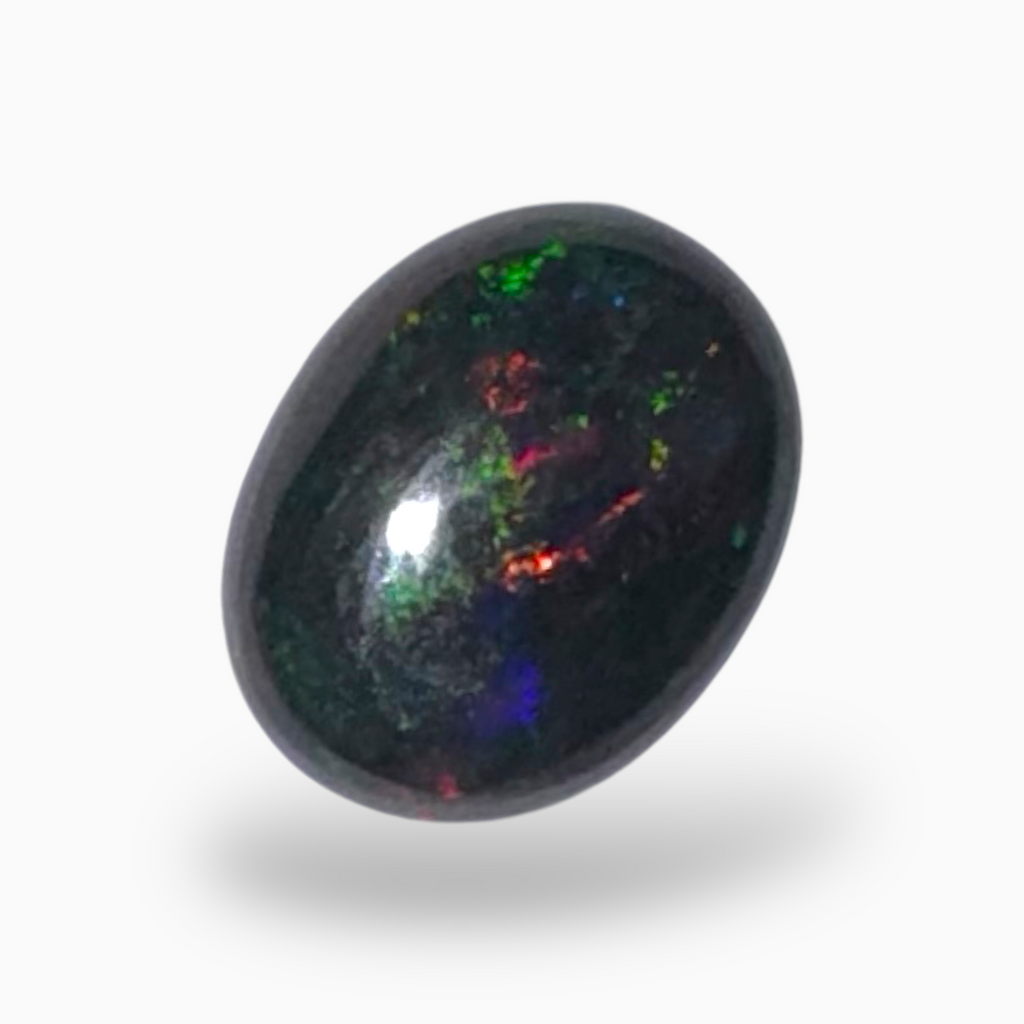 Natural Black Ethiopian Opal Stone 1.04 Carats Oval Cabochon Shape Size 9X7mm