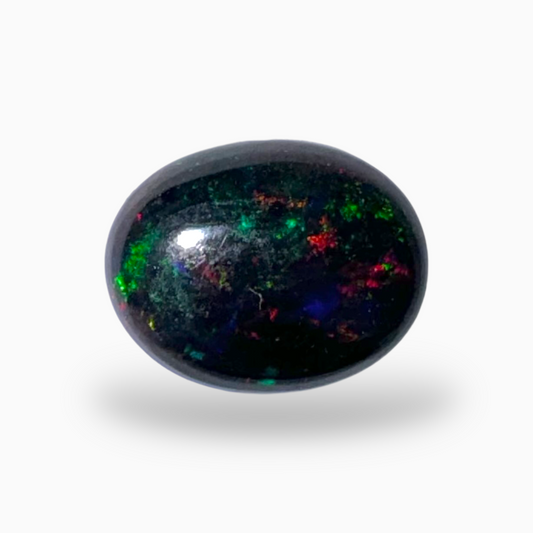 Natural Black Ethiopian Opal Stone 1.04 Carats Oval Cabochon Shape Size 9X7mm