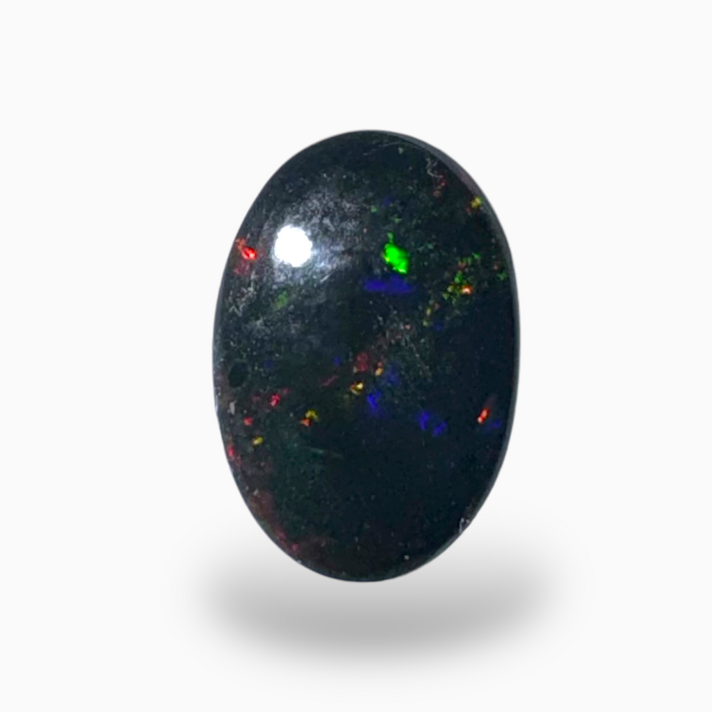 Natural Black Ethiopian Opal Stone 1.12 Carats Oval Cabochon Shape Size 9.5X6.5mm