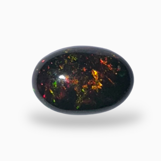 Natural Black Ethiopian Opal Stone 1.12 Carats Oval Cabochon Shape Size 9.5X6.5mm