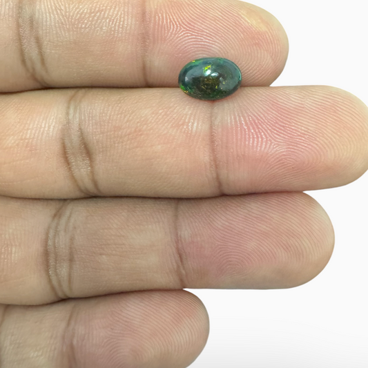 Natural Black Ethiopian Opal Stone 1.12 Carats Oval Cabochon Shape Size 9.5X6.5mm