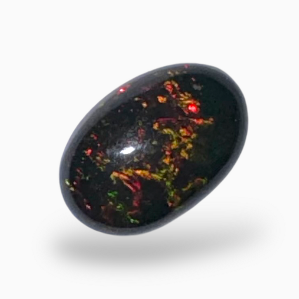 Natural Black Ethiopian Opal Stone 1.12 Carats Oval Cabochon Shape Size 9.5X6.5mm