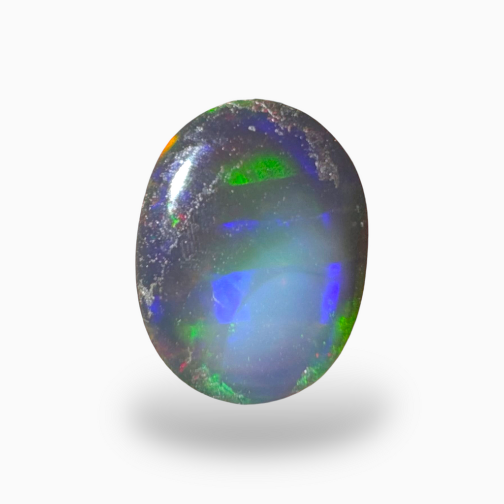 Natural Black Ethiopian Opal Stone 1.16 Carats Oval Cabochon Shape Size 8X6mm