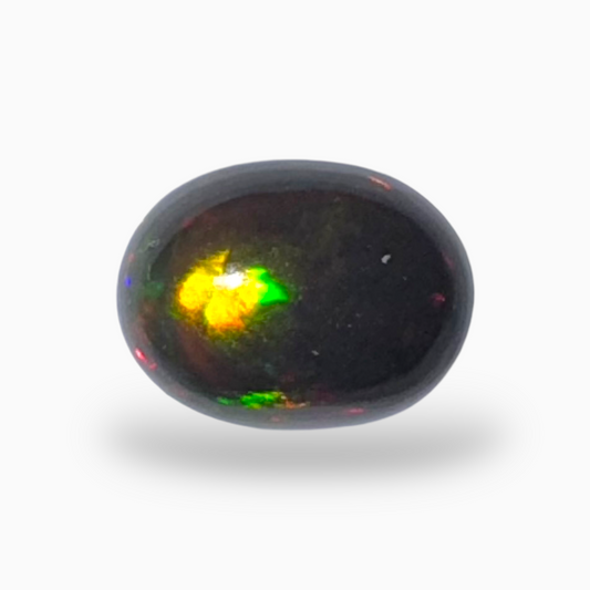 Natural Black Ethiopian Opal Stone 1.16 Carats Oval Cabochon Shape Size 8X6mm