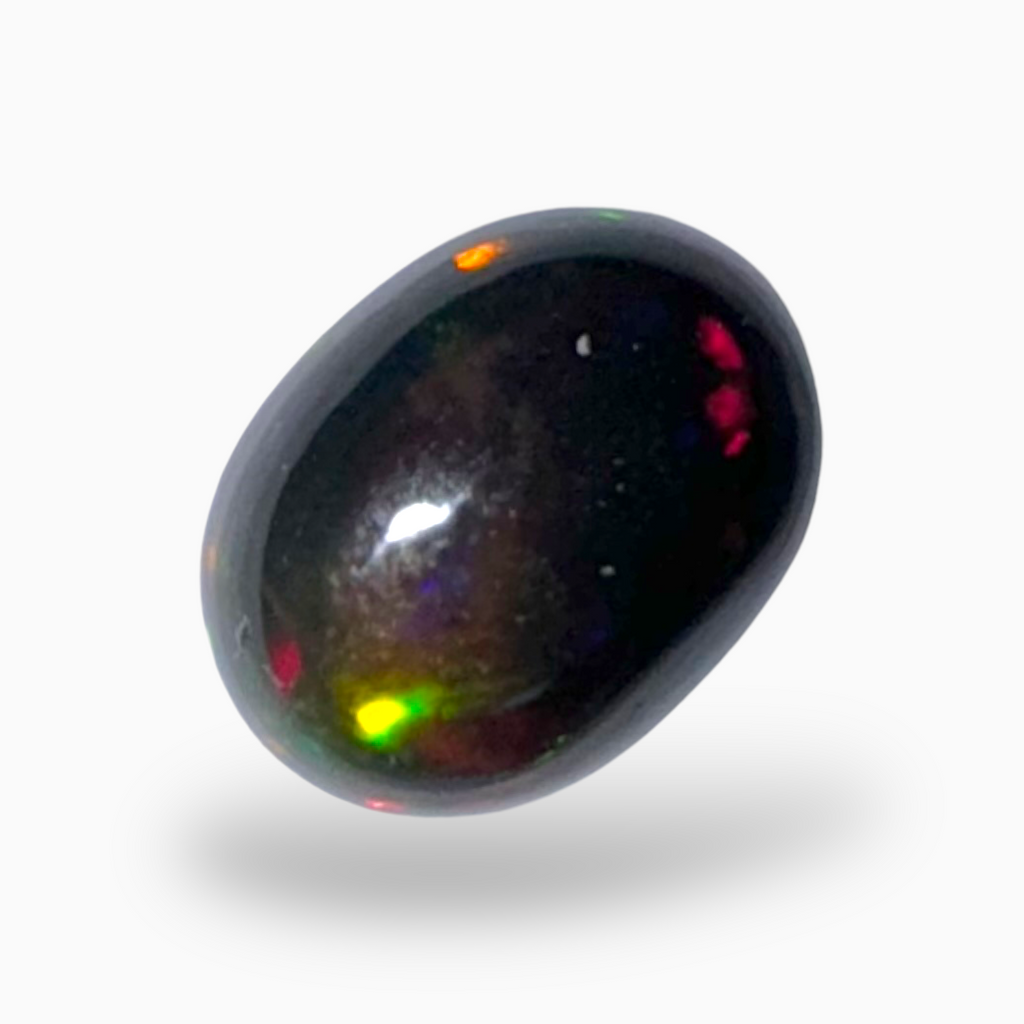 Natural Black Ethiopian Opal Stone 1.16 Carats Oval Cabochon Shape Size 8X6mm