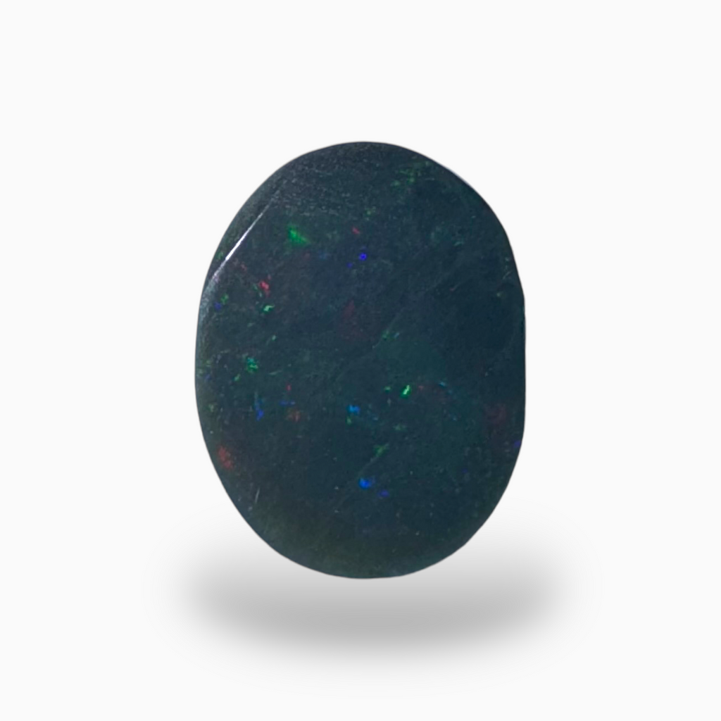 Natural Black Ethiopian Opal Stone 1.28 Carats Oval Cabochon Shape Size 8.6X6.5mm