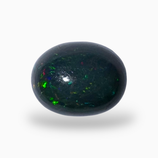 Natural Black Ethiopian Opal Stone 1.28 Carats Oval Cabochon Shape Size 8.6X6.5mm