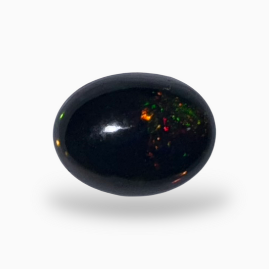 Natural Black Ethiopian Opal Stone 1.5 Carats Oval Cabochon Shape Size 9X7mm