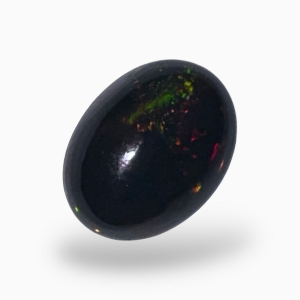 Natural Black Ethiopian Opal Stone 1.5 Carats Oval Cabochon Shape Size 9X7mm