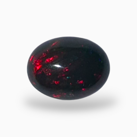 Natural Black Ethiopian Opal Stone 1.62 Carats Oval Cabochon Shape Size 10X8mm