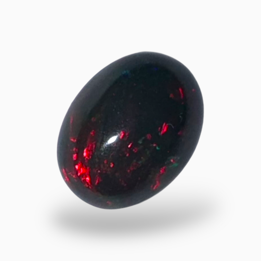 Natural Black Ethiopian Opal Stone 1.62 Carats Oval Cabochon Shape Size 10X8mm