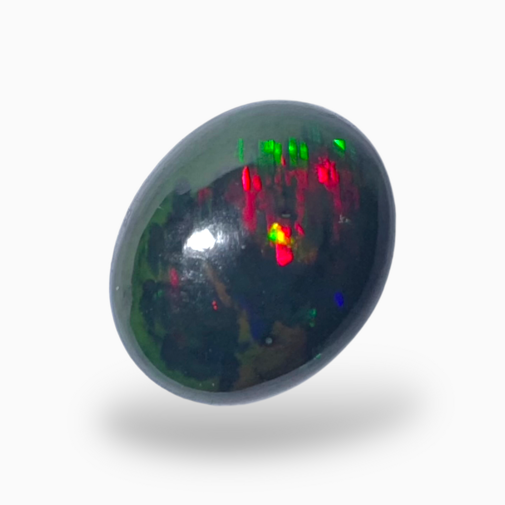 Natural Black Ethiopian Opal Stone 1.65 Carats Oval Cabochon Shape Size 10X8mm