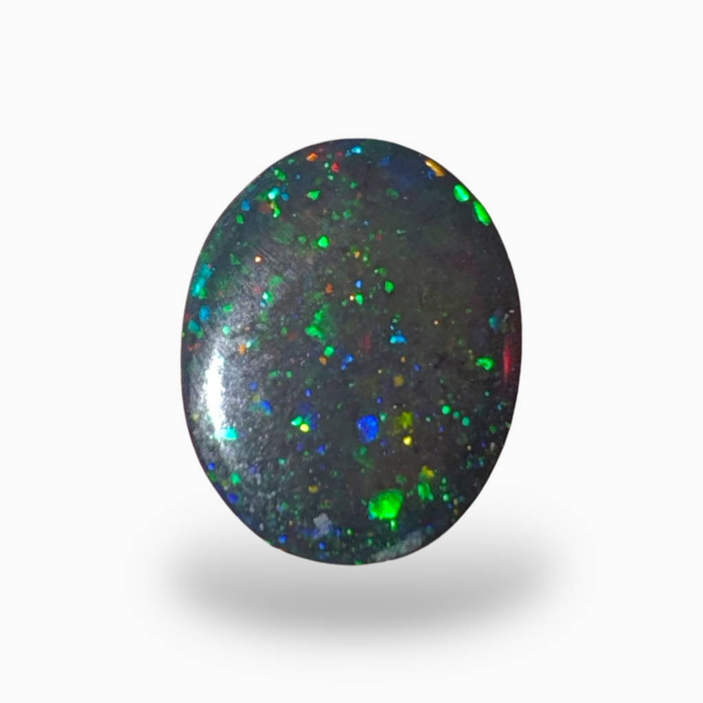 Natural Black Ethiopian Opal Stone 1.75 Carats Oval Cabochon Shape Size 10X8mm