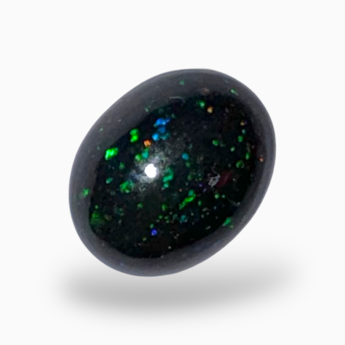 Natural Black Ethiopian Opal Stone 1.75 Carats Oval Cabochon Shape Size 10X8mm
