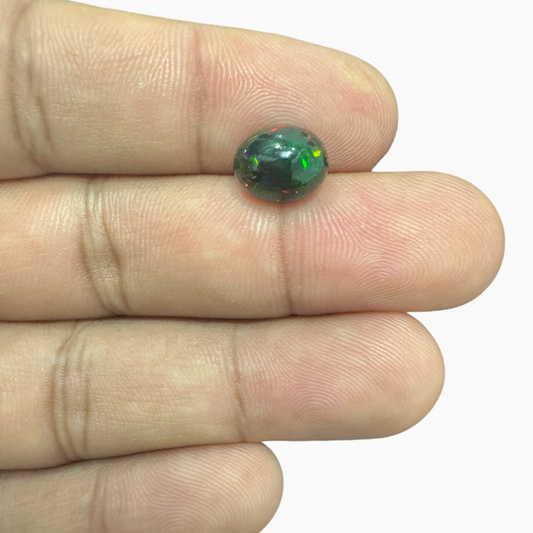 Natural Black Ethiopian Opal Stone 2.27 Carats Oval Cabochon Shape Size 10X8mm