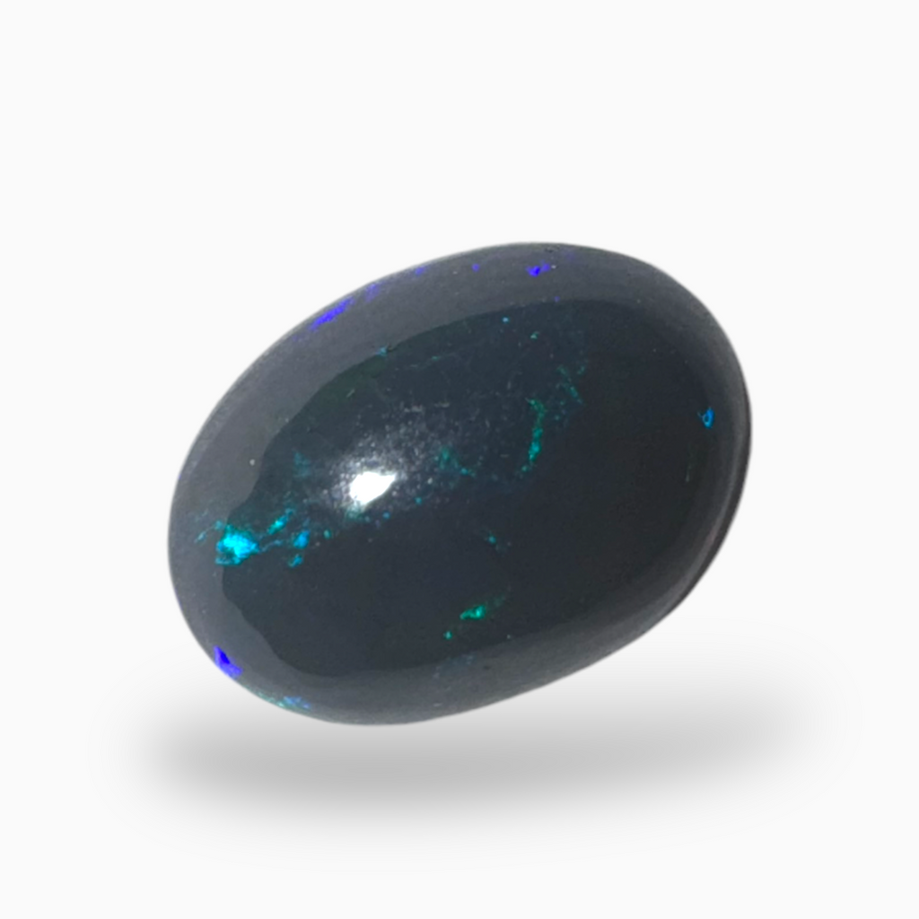 Natural Black Ethiopian Opal Stone 2.2 Carats Oval Cabochon Shape Size 11X8mm