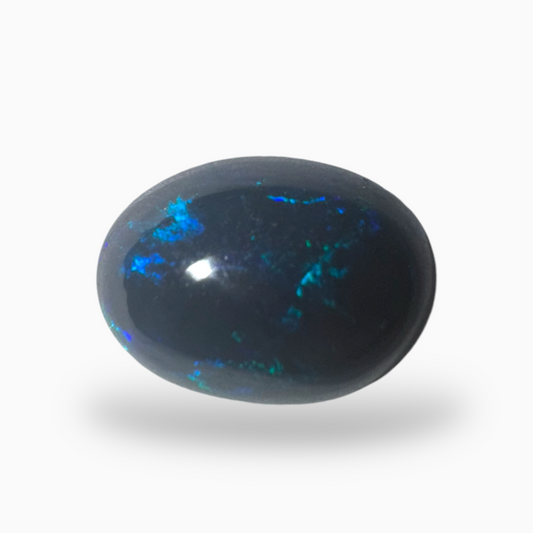 Natural Black Ethiopian Opal Stone 2.2 Carats Oval Cabochon Shape Size 11X8mm