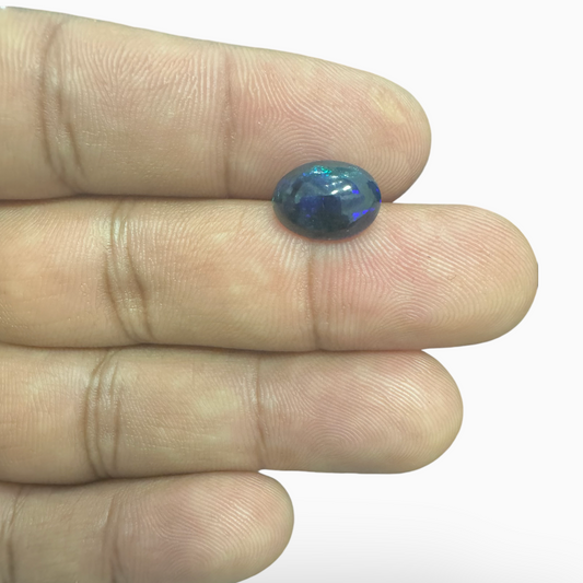 Natural Black Ethiopian Opal Stone 2.2 Carats Oval Cabochon Shape Size 11X8mm