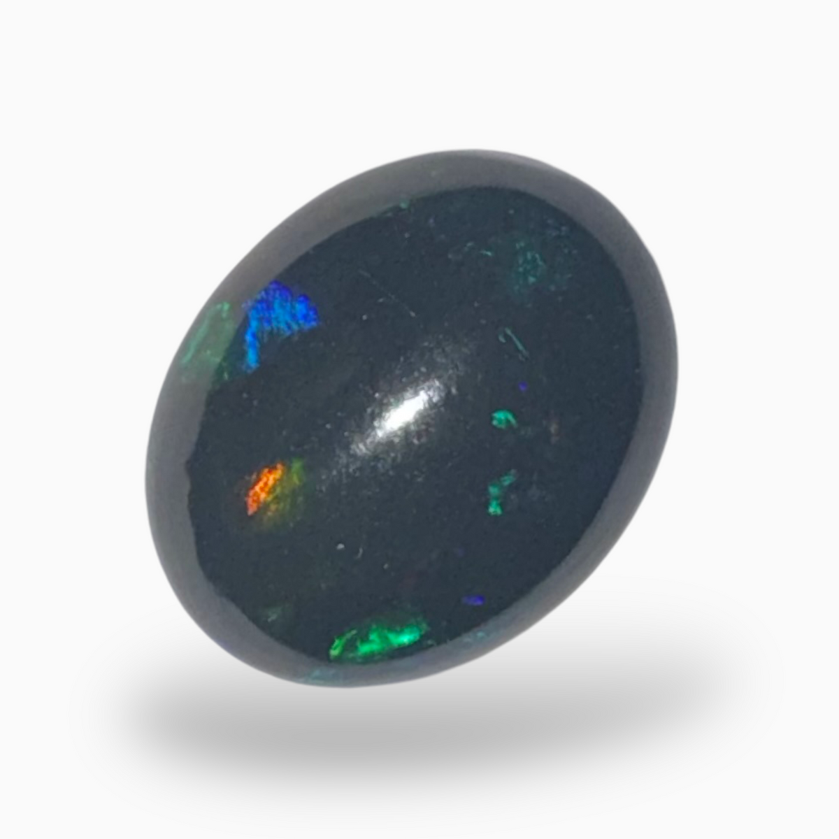 Natural Black Ethiopian Opal Stone 6.3 Carats Oval Cabochon Shape Size 12.5X8.5mm