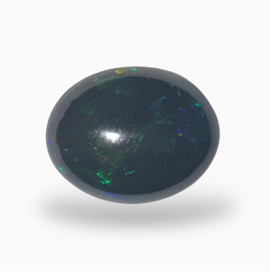 Natural Black Ethiopian Opal Stone 6.3 Carats Oval Cabochon Shape Size 12.5X8.5mm