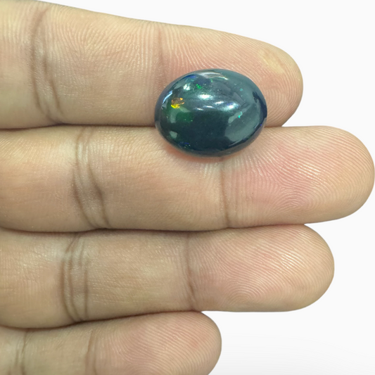 Natural Black Ethiopian Opal Stone 6.3 Carats Oval Cabochon Shape Size 12.5X8.5mm