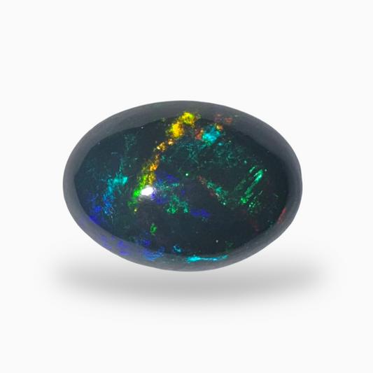 Natural Black Ethiopian Opal Stone 6.40 Carats Oval Cabochon Shape Size 16.5X12mm