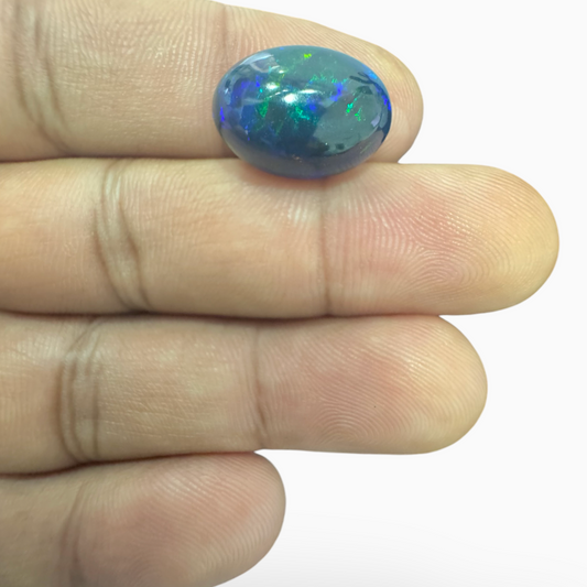 Natural Black Ethiopian Opal Stone 6.40 Carats Oval Cabochon Shape Size 16.5X12mm