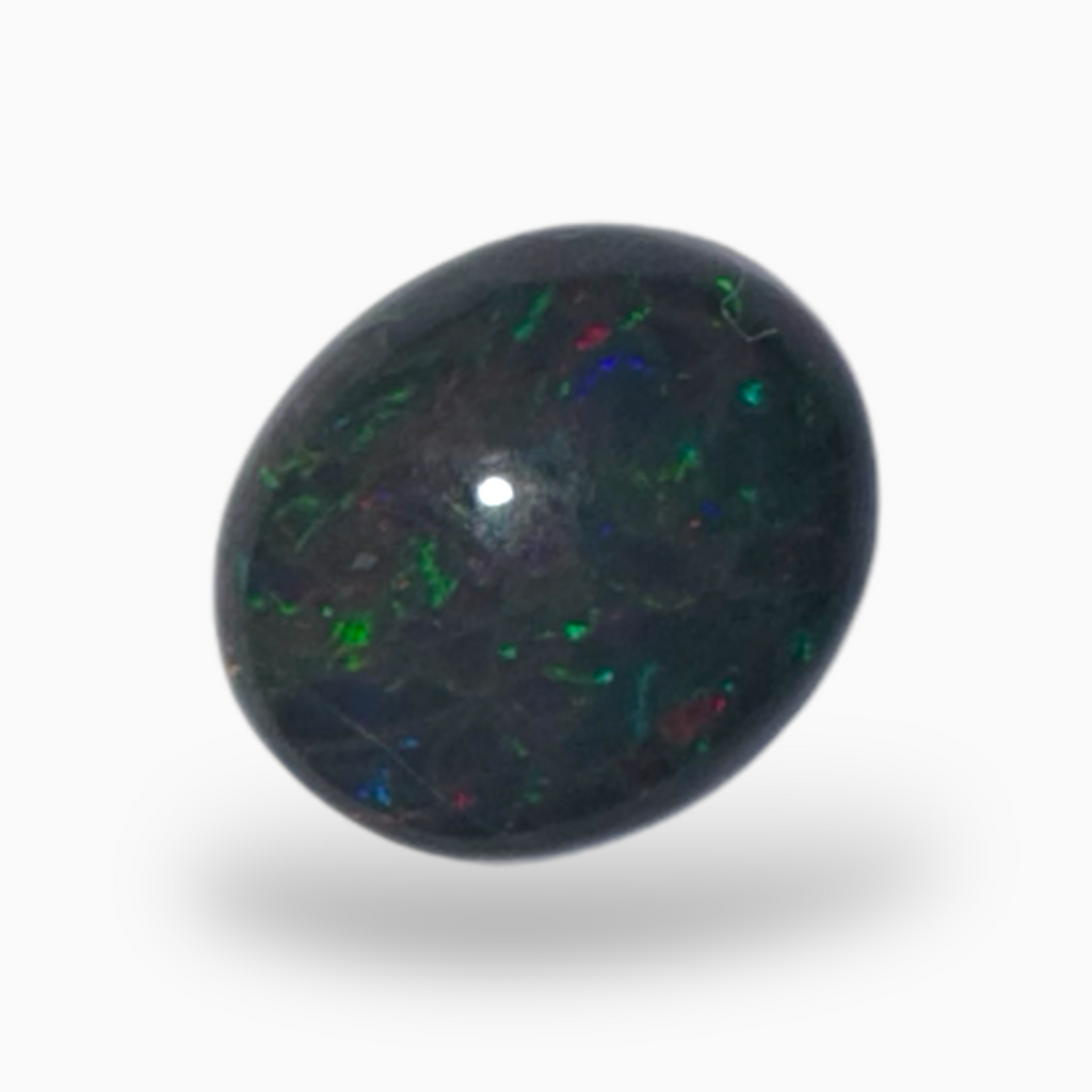 Natural Black Ethiopian Opal Stone 9.5 Carats Oval Cabochon Shape Size 9.5X8.5mm
