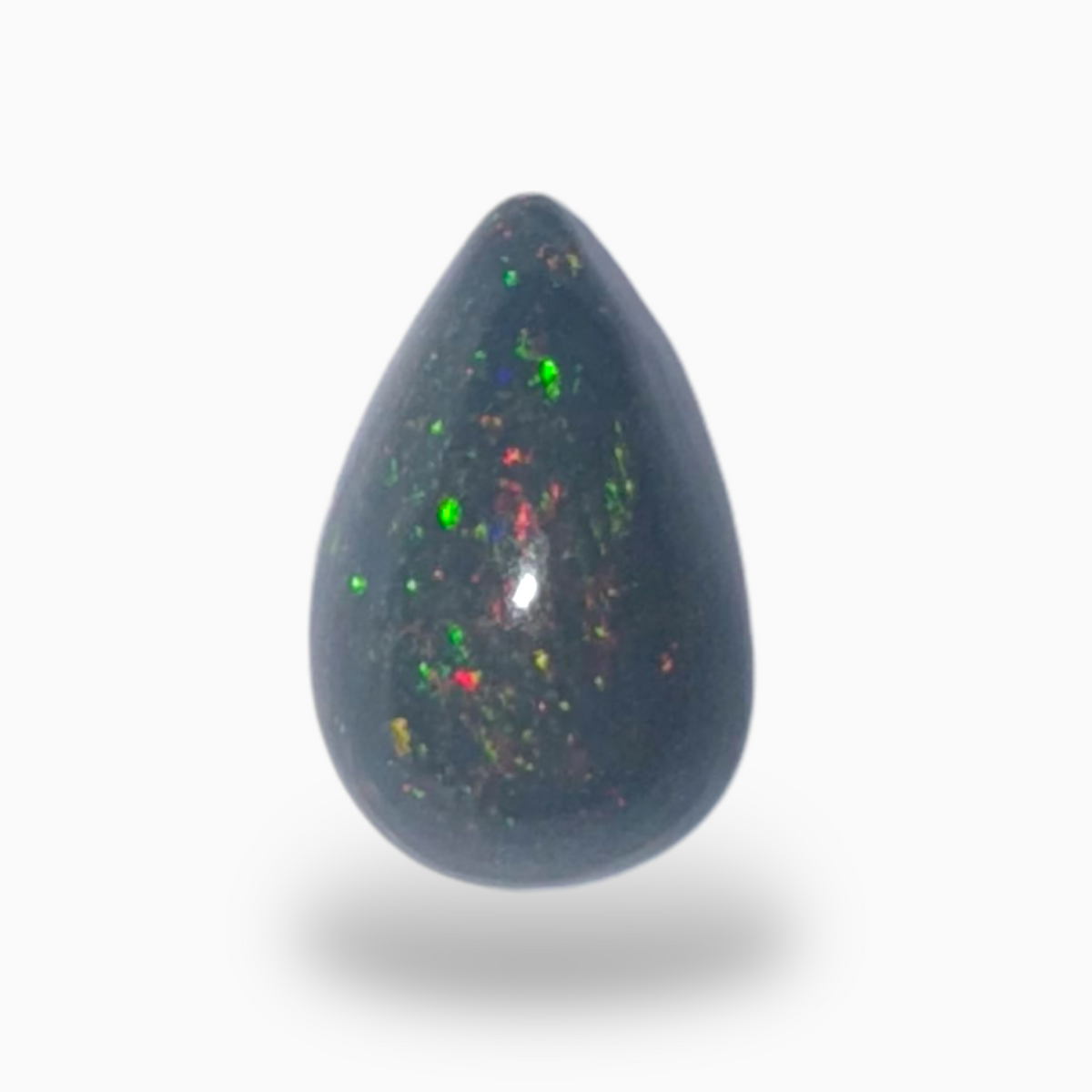 Natural Black Ethiopian Opal Stone 0.77 Carats Pear Cabochon Shape Size 9X6mm