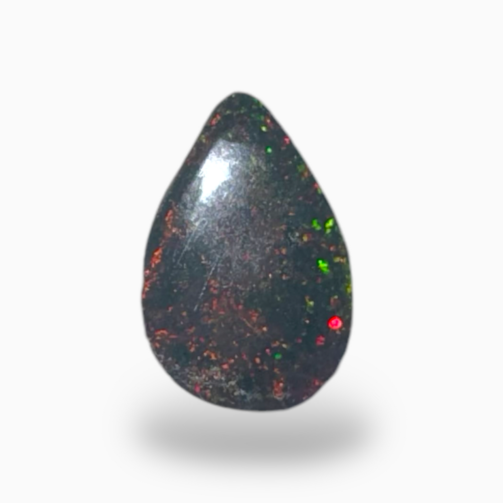 Natural Black Ethiopian Opal Stone 0.77 Carats Pear Cabochon Shape Size 9X6mm