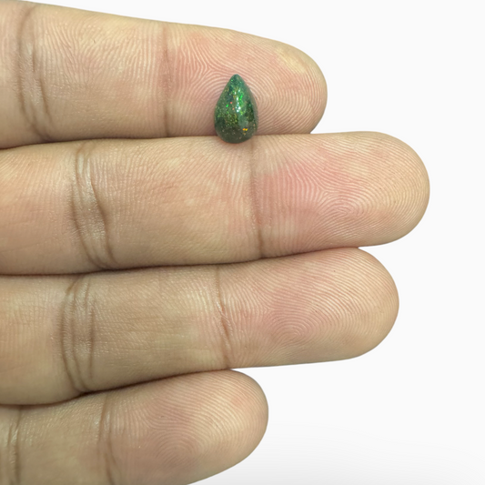 Natural Black Ethiopian Opal Stone 0.77 Carats Pear Cabochon Shape Size 9X6mm