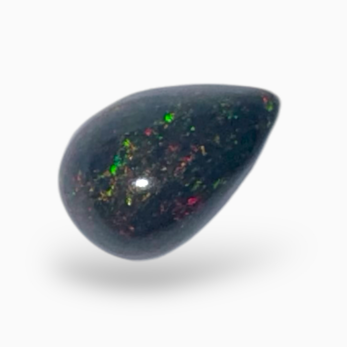 Natural Black Ethiopian Opal Stone 0.77 Carats Pear Cabochon Shape Size 9X6mm