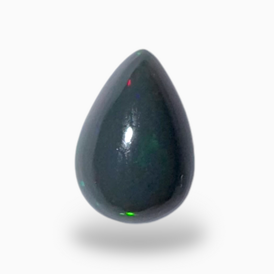 Natural Black Ethiopian Opal Stone 0.96 Carats Pear Cabochon Shape Size 9X6mm